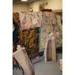 A COLLECTION OF VINTAGE RUGS AND TAPESTRY WALL HANGINGS