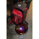 A BRUNSWICK TWIST BOWLING BALL PLUS CARRY CASE