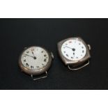TWO VINTAGE SILVER CASED WRISTWATCHES - ONE MISSING GLASS
