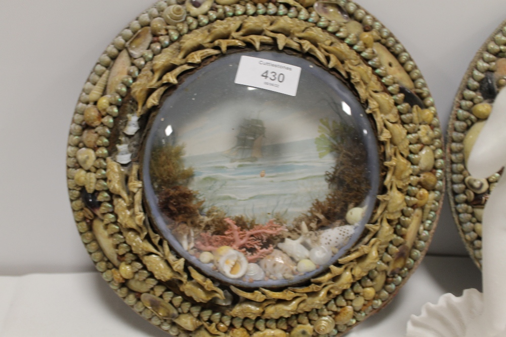 TWO SEA SHELL FRAMED DIORAMAS TOGETHER WITH A CORAL FIGURE OF A LADY - Image 3 of 4