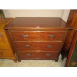 A VINTAGE MAHOGANY THREE DRAWER CHEST W-92 CM