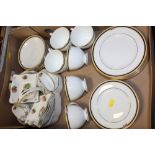 A TRAY OF WEDGWOOD CLIO TRIOS AND A COALPORT STRAWBERRY SET