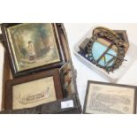 A COLLECTION OF ASSORTED SMALL PAINTINGS AND PICTURE FRAMES TO INCLUDE A WATERCOLOUR PORTRAIT
