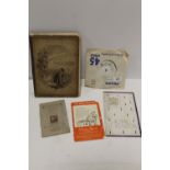 A SMALL QUANTITY OF EPHEMERA TO INCLUDE A BOOK OF CHARLES DICKENS CHARACTER SKETCHES, SAMPLE