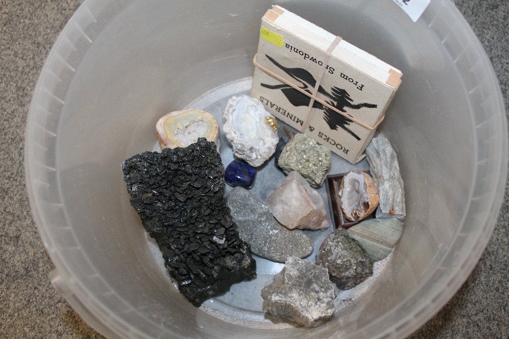A TUB OF GEOLOGICAL SPECIMENS