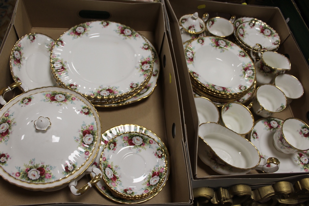 TWO TRAYS OF ROYAL ALBERT CELEBRATION CHINA TO INCLUDE TRIOS, TUREEN ETC.