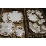 TWO TRAYS OF ROYAL ALBERT CELEBRATION CHINA TO INCLUDE TRIOS, TUREEN ETC.