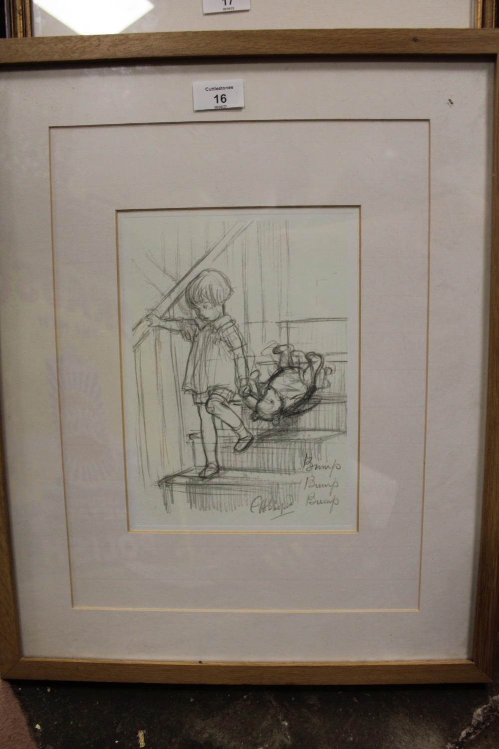 A FRAMED AND GLAZED WINNIE THE POOH INTEREST PENCIL PRINT - Image 2 of 3