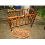 A RETRO DOLLS COT AND SMALL WICKER CRIB (2)