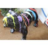 A LARGE FUNKY MULTICOLOURED PAINT DRIP SHOP DISPLAY BULLDOG HEIGHT - 70CM LENGTH - 90CM