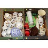 TWO TRAYS OF ASSORTED CHINA AND CERAMICS TO INCLUDE A SADLER TEAPOT, GAINSBOROUGH CHINA ETC.