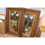 A PAIR OF OAK FRAMED GYPSY STYLE FLORAL WALL MIRRORS 83CM X 52CM INCLUDING FRAMES