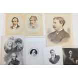 A FOLDER OF UNFRAMED ANTIQUE AND VINTAGE ENGRAVED PORTRAIT STUDIES ETC.