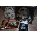 FOUR FRAMED MARILYN MONROE RELATED MIRRORS, TOGETHER WITH AN UNFRAMED EXAMPLE (5)