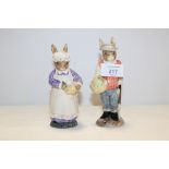 TWO BESWICK FIGURES - 'MRS RABBIT BAKING' AND 'GARDENER RABBIT'