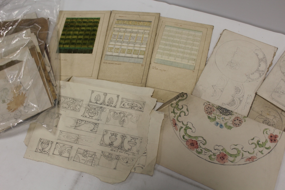 A DRAWER OF ANTIQUE AND VINTAGE UNFRAMED WATERCOLOURS AND PENCIL SKETCHES ETC. TO INCLUDE INTERIOR