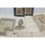 A DRAWER OF ANTIQUE AND VINTAGE UNFRAMED ENGRAVINGS AND PRINTS ETC. TO INCLUDE MINIATURE EXAMPLES,