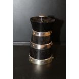 AN EBONY AND SILVER PLATED PEPPER GRINDER BY HUKIN AND HEATH S/D