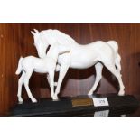 A ROYAL DOULTON SPIRIT OF AFFECTION MATTE FINISH HORSE AND FOAL FIGURE GROUP ON PLINTH