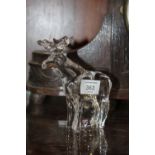 AN ORREFORS CRYSTAL MOOSE FIGURE H-13.5CM