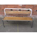 AN INDUSTRIAL STYLE METAL FRAMED BENCH - L 150 CM