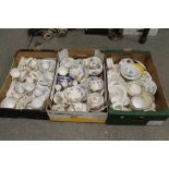 THREE TRAYS OF ASSORTED CHINA TO INCLUDE AYNSLEY AND COALPORT EXAMPLES