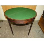 AN ANTIQUE FOLD - OVER DEMI - LUNE CARD TABLE W-83 CM