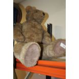 A VINTAGE JOINTED TEDDY BEAR MADE IN TIVERTON DEVON
