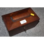 AN ANTIQUE ROSEWOOD TEA CADDY H-12CM W-22.5CM D-12.5CM