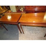 A PAIR OF 19TH CENTURY MAHOGANY SILVER OR SIDE TABLES, RAISED ON SQUARED CANTED SUPPORTS, H 76, W 91