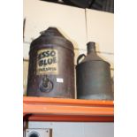 A VINTAGE ESSO BLUE PARRAFIN CONTAINER TOGETHER WITH ANOTHER