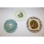 THREE CLARICE CLIFF PLATES TO INCLUDE A FLORAL ROYAL STAFFORDSHIRE EXAMPLE