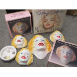 A BOX OF MARILYN MONROE RELATED CERAMICS TO INCLUDE WALL PLAQUES AND THIMBLES