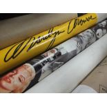 A LARGE TOO HOT TO HANDLE MARILYN MONROE ROLLER BLIND W- 90CM TOGETHER WITH THREE MARILYN MONROE