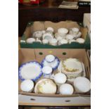 TWO TRAYS OF ASSORTED CHINA TO INCLUDE ROYAL ALBERT, WEDGWOOD ASHFORD, ROYAL STAFFORD ETC.