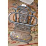 A SMALL CAST METAL STICK STAND - HEIGHT - 52CM