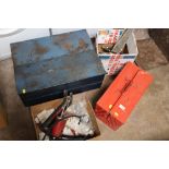 TWO METAL TOOL BOXES PLUS TWO BOXES OF PARTS ETC