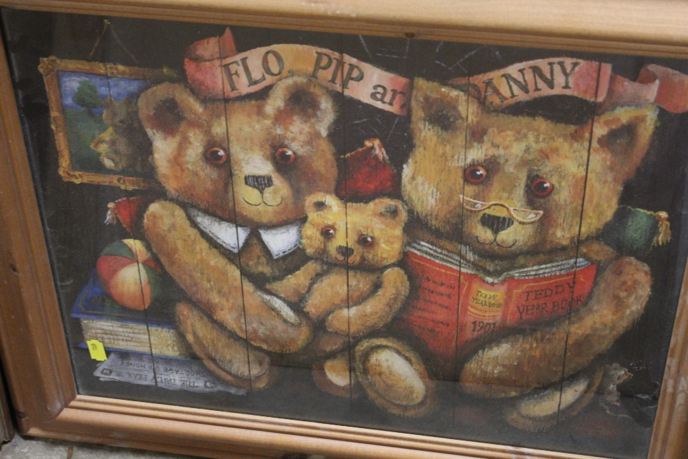 TWO GILT FRAMED WALL MIRRORS, TOGETHER WITH TWO SHEILA TILMOUTH CAT PRINTS AND THREE TEDDY BEAR - Image 4 of 4