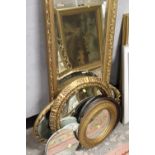 A COLLECTION OF ASSORTED WALL MIRRORS TO INCLUDE GILT FRAMED CONVEX EXAMPLES (6)