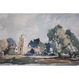 BARKER (XX). British School. an impressionist wooded landscape with church. Signed lower left,