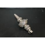 A HALLMARKED SILVER CHILDS WHISTLE TEETHER - MISSING TEETHER