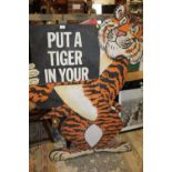A VINTAGE ESSO ADVERTISING BOARD / SIGN 'PUT A TIGER IN YOUR TANK' - AS FOUND OVERALL HEIGHT -181CM