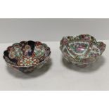 AN ORIENTAL FAMILLE ROSE PATTERN BOWL, TOGETHER WITH AN IMARI STYLE EXAMPLE (2)