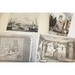 A DRAWER OF ANTIQUE AND VINTAGE UNFRAMED ENGRAVINGS AND PRINTS ETC. TO INCLUDE RELIGIOUS STUDIES,