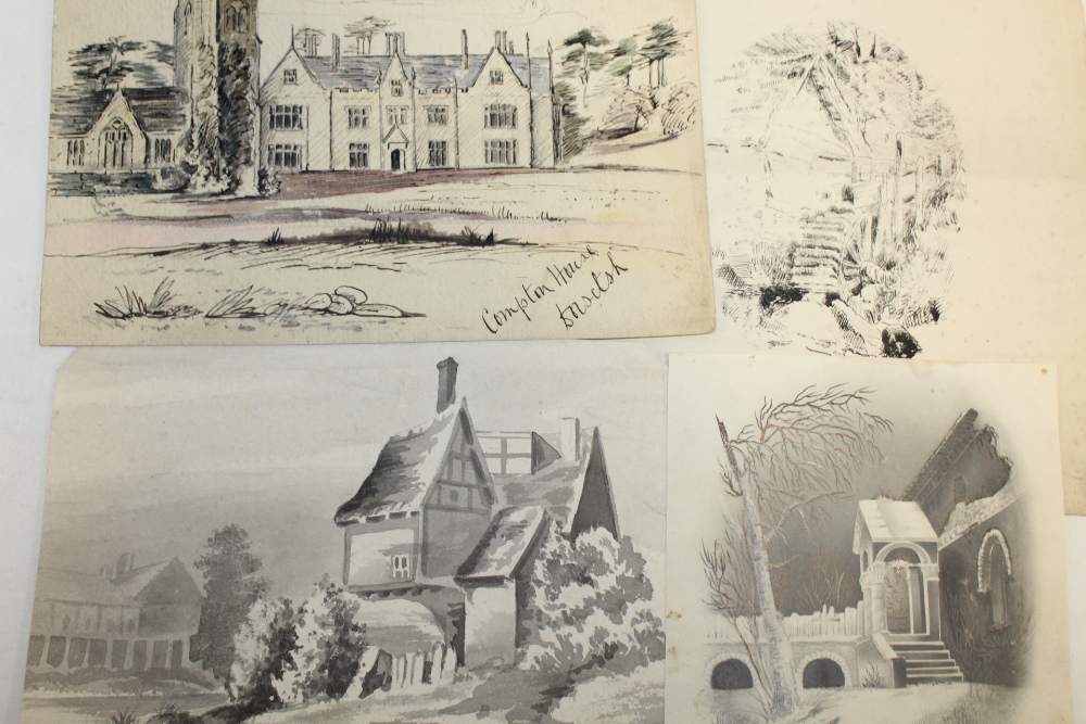A FOLDER OF UNFRAMED ANTIQUE AND VINTAGE PENCIL DRAWINGS AND WATERCOLOURS ETC. TO INCLUDE ANIMAL - Image 5 of 5
