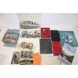 A COLLECTION OF ASSORTED EPHEMERA TO INCLUDE A RAILWAY MAP, UNFRAMED WATERCOLOUR OF A HORSE,