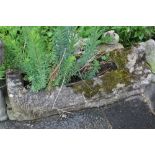 A LOG EFFECT STONE GARDEN PLANTER WITH SQUIRREL DETAIL - W 80 CM