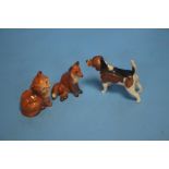 A BESWICK HOUND, FOX, CAT (3)