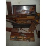 A LARGE SELECTION OF VINTAGE CARPENTERS TOOLS AND A CARPENTERS TOOL CHEST