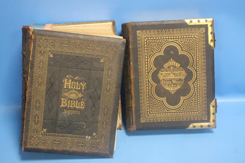A PILGRIMS PROGRESS BIBLE TOGETHER WITH ANOTHER